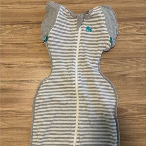 Love to Dream Gray and White Striped Swaddle
